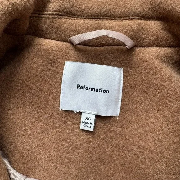 Reformation Enzo Jacket Wool Blend Short Tan Brown XS - Picture 8 of 15